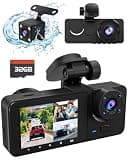 Dash Cam Front and Rear, 4K Dash Camera for Cars, Triple Car Camera with IR Night Vision,170° Wide Angle,WDR, HDR, 24H Parking& Loop Recording,G-Sensor,32GB Card Included