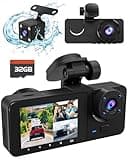 Dash Cam Front and Rear, 4K Dash Camera for Cars, Triple Car Camera with IR Night Vision,170° Wide Angle,WDR, HDR, 24H Parking& Loop Recording,G-Sensor,32GB Card Included