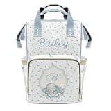 Vintage Floral Elephant Personalized Name Diaper Backpack, Cute Nappy Travel Bag, New Mom Gift for Baby Shower