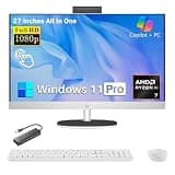 HP 27" Touchscreen All-in-One Desktop PC, AMD Ryzen AI 7 350, 64GB DDR5 RAM, 4TB SSD, FHD Touch IPS Display, Wi-Fi 6, Copilot+ AI PC, Windows 11 Pro, w/KB & Mouse, USB HUB, White