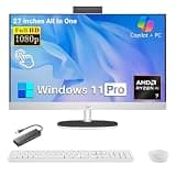HP 27" Touchscreen All-in-One Desktop PC, AMD Ryzen AI 7 350, 64GB DDR5 RAM, 4TB SSD, FHD Touch IPS Display, Wi-Fi 6, Copilot+ AI PC, Windows 11 Pro, w/KB & Mouse, USB HUB, White