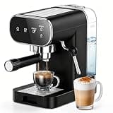 Horavie 20 Bar Espresso Machine with Milk Frother, Espresso Coffee Maker with Touchscreen, Fast Heat-Up Coffee Machine with 48oz Removable Tank for Cappuccino, Latte, Home, Office, Black