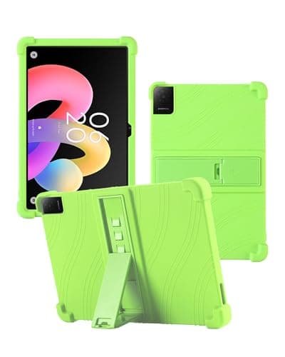Case for TCL TAB 10L Gen 4 Tablet 10.1inch,WUNIAK Shock Proof Lightweight Stand Rubber Shell Protective Cover,Kids Friendly Soft Silicone Adjustable Stand Cover,Green