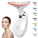 Facial Massager, 7 Color Face and Neck Massager for Skin Care at Home, Portable Beauty Skin Care Tools, White