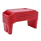 JOMCYDM 6 Pcs Lap Desk Tray, Plastic Breakfast Laptop Trays with Side Pockets, Portable Lap Bed Table,3 Compartments on The Side,50 * 25 * 18cm(Red, 6 Pcs)