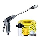 Pressure Car Wash Water Gun Sprayer with Extension Hose, Ergonomic Garden Hose Spray Nozzle for Vehicle Cleaning, Adjustable Watering Wand for Patios, Walkways and Flower Beds, 1 Set