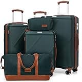 CONCEPTEN Luggage Sets 5 Piece, Hardside Spinner Suitcases with Wheels, Lightweight Carry On Luggage Set with TSA Lock, 20in 24in 28in ABS Hardshell Travel Set, Teal
