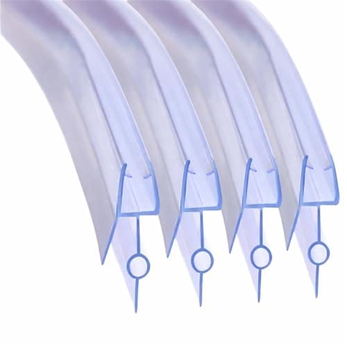 dDanke for Frameless Curved Shower Door Bottom Seal Strip 4 Pack 40CM Total Length 160cm 63inch PVC Shower Glass Door Water Barrier Soft Lip 16mm (10mm)