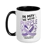 In May We Wear Purple Cystic Fibrosis Awareness Ceramic Mug, Black/White, 15oz
