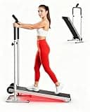 AKLUER Manual Motorless Non-Electric Treadmill - Fixed Incline & Dual Flywheel, Non-Slip Belt, LCD Monitor, Compact Foldable for Small Home/Gym and Jogging/Walking/, White