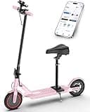 Joyhis Pink Electric Scooter for Adults with Seat, 350W Motor, 8.5" Solid Tires, 19MPH Top Speed, 15 Mile Range, Foldable E Scooter with App Control, Phone Holder, Dual Braking System