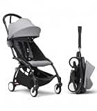 Stokke YOYO3 Stroller from 6 Months - Includes Black Frame/Stone Seat Cushion + Canopy - Folds in & Out in a Flash - Light & Compact - Carry-On Compatible