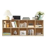 XIJIE 2-Tier 10-Cube Combinable Cube Storage Rack, Open Grid Bookshelf with Back Panel, Freestanding Multipurpose Display Rack for Home Decor & Daily Supplies (Wood Color)
