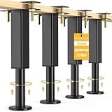 4PCS Adjustable Height Bed Support Legs, 7.3-12 In, Metal Heavy Bed Risers with Non-Slip Rubber Base, Replacement Furniture Feet for King Queen Frame Slats, Sofa, Couch, Cabinet, Dresser, Table