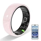 Potewek Ceramic Ring,Smart Ring for Women, Auto Exercise Recognition,Gesture Control,Fitness Tracker with Heart Rate Monitor,Sleep Tracking, Step Counter, for iOS & Android (Pink, 9)