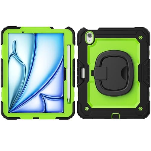 Anti-Yellowing Tablet Case Silicone Case with Pencil Holder and Screen Protector, Compatible with iPad Air 11 Inch M2 (2024, A2902, A2903, A2904), Rugged Full Body Protective Case