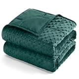 Kivik Cooling Weighted Blanket for Adults, 15 lbs Breathable Minky Dot Heavy Throw Blankets, Ultra Soft Weighted Comforter, Machine Washable, 60"x80" Queen, Dark Green