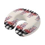 ZRNLTDGHK Neck Pillow USA Flag Red Truck Travel Pillow Memory Foam U Shaped Pillows, Farmhouse Retro Linen Buffalo Plaid Travel Neck Pillows for Airplane Car Office Home Sleeping Rest