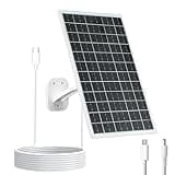 VUEBEE 13W Solar Panel for Security Cameras, 5V Output, USB-C/Micro USB/DC (5.5x2.1mm), 360° Adjustable Mount, IP66 Waterproof, 7.2FT Cable, Outdoor Solar Charger