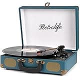 Vinyl Record Player Suitcase with Built-in Speakers Portable Belt-Driven Record Player