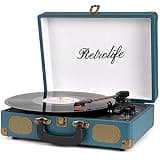 Vinyl Record Player Suitcase with Built-in Speakers Portable Belt-Driven Record Player