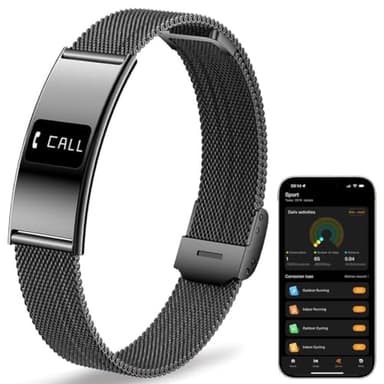 KALPADIVES Ultrathin 5mm Smart Bracelet for Men Women Fitness Tracker with Heart Rate Blood Oxygen Sleep Monitor Multi Sport Modes Smart Watch Compatible with iOS Android (Black Mesh Belt B8)