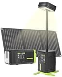 MARBERO 118Wh Solar Generator with Telescopic Camping Lights 32000mAh 160W Max Portable Power Station with Solar Panel Included 30W AC Outlet USB DC Output for Camping Hiking Emergency