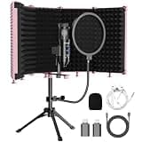 Dejasound Upgraded Studio Recording Microphone with Isolation Shield & Pop Filter - Music Condenser Mic for Podcasting, Singing, Home Studio - Sound for PC, Laptop, Smartphone