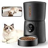 Faroro Automatic Cat Feeder with Camera, 1080P HD Video with Night Vision, 5G WiFi Automatic Dog Feeder with APP Control, 2-Way Audio, Blockage Sensor for Cats or Small Dogs, 4L (Black)