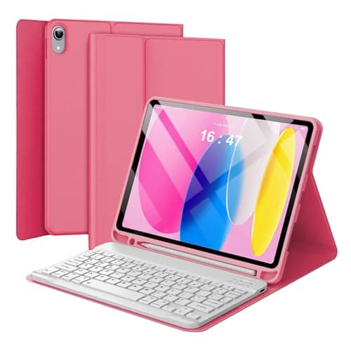Aidashine Keyboard Case for iPad Air 4/5/6/7/M1/M2/M3 11 inch, Detachable Wireless Bluetooth Keyboard,with Pencil Holder,Pink
