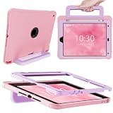 INFILAND iPad 9th Generation Case (2021) / 8th Generation (2020) / 7th Generation (2019), 10.2 Inch Durable Silicone Shockproof Cover with Stand, Handle & Pencil Holder (Purple)