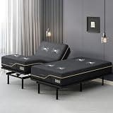 EGOHOME Split King Adjustable Bed Frame and 14" Memory Foam Mattress, Independent Head and Foot Incline Electric Bed with Massage, Wireless Remote, Zero Gravity, LED Lights, USB Ports, Adjustable Legs