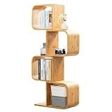 Book Shelf Bamboo Bookshelf 4 Tiers Standing Bookcase S Shape Z Shape Book Rack for Living Room Study Bedroom Book Shelf Organizer Use for Many Years