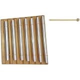 7 Tone Hand Chime, Beech Wood Energy Sound Bar with Metal Tubes, 6.6 in / 16.7 cm Silver Percussion Instrument for Classroom Management, Meditation, Yoga, Sound Therapy, and Relaxation