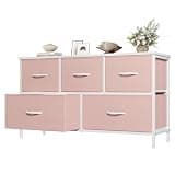 OLIXIS Pink Dresser for Girls Bedroom, Wide Dresser for Closet, 5 Drawers
