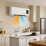 1800W Wall Mounted AC Heater Combo, Portable Ductless Mini Unit with Smart Remote & 8H Timer. Quiet Cooling & Heating Fan for Bedroom, RV, Windowless Rooms. Easy Install No Exhaust Hoses Needed.