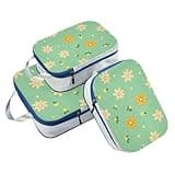 Portable 3 Set Packing Travel Organizer 100% Polyester Storage Bags For Travel, Small Flowers (3 Set)