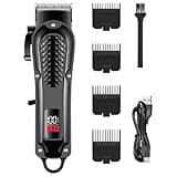 yeeplant Hair Clipper for Men, Professional Cordless Trimmer with LED Display, 1500 mAh Battery, Low-Noise Operation, USB Rechargeable, 4 Clipper Guards, Adjustable Shaving Head
