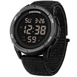 PINDOWS Men's Digital Sports Watch, Large Face Military Tactical Wristwatch for Men, 50M Waterproof, LED Backlight, Alarm, Stopwatch, Rugged Outdoor Watch for Running, Work and Gym (Black)