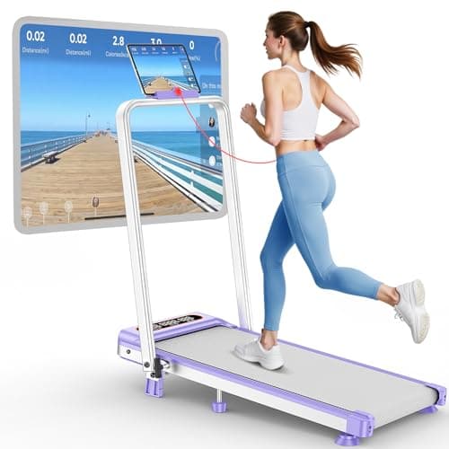 2026 Upgrade Walking Pad Treadmill with 8% Incline & Handle Bar, 3.5HP Portable Treadmill for Home Small, Under Desk Compact Walking Pad 300+lb Capacity, Shock Absorption, 0.6-6mph, Remote, Smart App