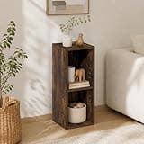 Furevol 2-Tier Narrow Bookshelf, 8-Inch Width Bookcase, Book Shelf with Storage Shelf, 9.3 x 7.9 x 21.2, for Living Room, Home Office, Bedroom, Amber Pine