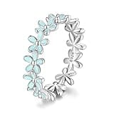MUNDELL 925 Sterling Silver Dainty Daisy Rings Blue Flower Finger Rings for Women Stacking Promise Rings Fine Jewelry(Ring Size 7)