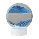 Hourglass Flowing Sand Painting Desk Lamp with Ambient LED Glow, Desktop Ornament Office or Living, Calming Decorative Light Art Piece(blue)