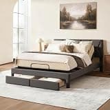 Softa Queen All-in-One Adjustable Bed Frame with Upholstered Bed Frame Headboard and 2 Storage Drawers, Electric Bed with Remote Control and Whisper Quiet Motor, 10-Year Warranty