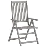 DXKDUSOKJ Patio Reclining Chairs 3 Pcs Gray Wash Solid Acacia Wood Armchairs with 5 Adjustable Backrest Settings for Outdoor Garden Dining