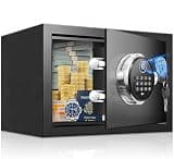 Small Smart Biometric Safe Box for Home, Mini Home Safes with Anti-Theft Dual Alerts, Mute Mode, Digital Security Money Safe for Cash, Jewelry, Business(6.5"D x 7"W x 6.5"H without Shelf)