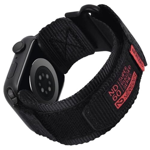 Nereides Compatible with Apple Watch Series 11 Band Series 10/9/8/7/6/5/4/SE/SE2, Nylon Sports Strap with Woven Design for 42mm/40mm/41mm/38mm (L, Black)