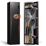 2-3 Gun Safe for Rifles and Pistols with No Assembly Needed, 52”H Rifle Safe with Quick Access Gun Safes, Rifle Gun Safe with Removable Shelf and Led Light, Gun Cabinet with Anti-Theft Alarm