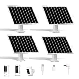 DSOGFOA 8W Solar Panel for Security Camera,Waterproof Outdoor Solar Charger with DC&Micro USB&USB-C Port for Ring/Eufy/Wyze Rechargeable Battery Camera, 9.5ft Cable, 360° Adjustable Bracket(4 Pack)