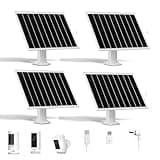 DSOGFOA 8W Solar Panel for Security Camera,Waterproof Outdoor Solar Charger with DC&Micro USB&USB-C Port for Ring/Eufy/Wyze Rechargeable Battery Camera, 9.5ft Cable, 360° Adjustable Bracket(4 Pack)